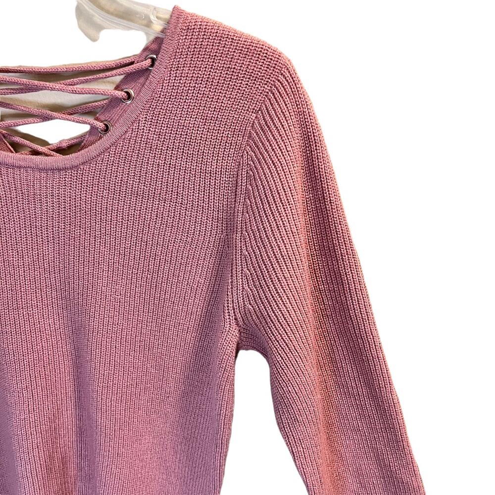 Soho New York & Company Lace Up Back Sweater 3/4 Sleeve Sz S Light Pink - Picture 6 of 12